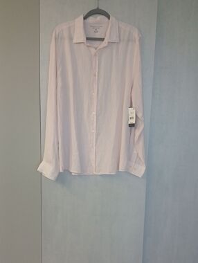 The Men's Store Linen-Blend Light Pink Button-Down Shirt